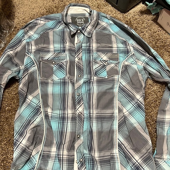 BKE athletic fit mens pearl snap button down shirt. 2 pockets. Size 2X - Picture 1 of 2
